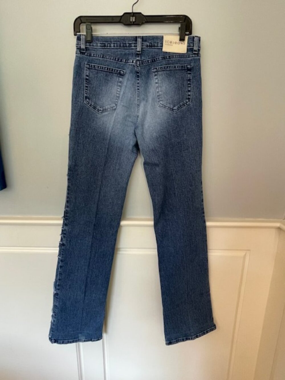 Vintage Iceberg Jeans Logo Patchwork Y2K Low/Mid Rise Bootcut Bling 30 - Picture 6 of 10